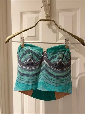 Striped Teal Bustier Top